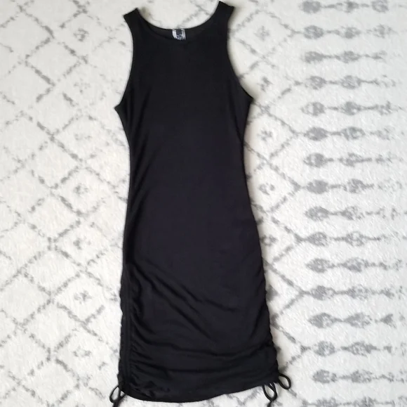 Windsor Ribbed Cinched Black Tank Dress Sz L - Picture 4 of 13
